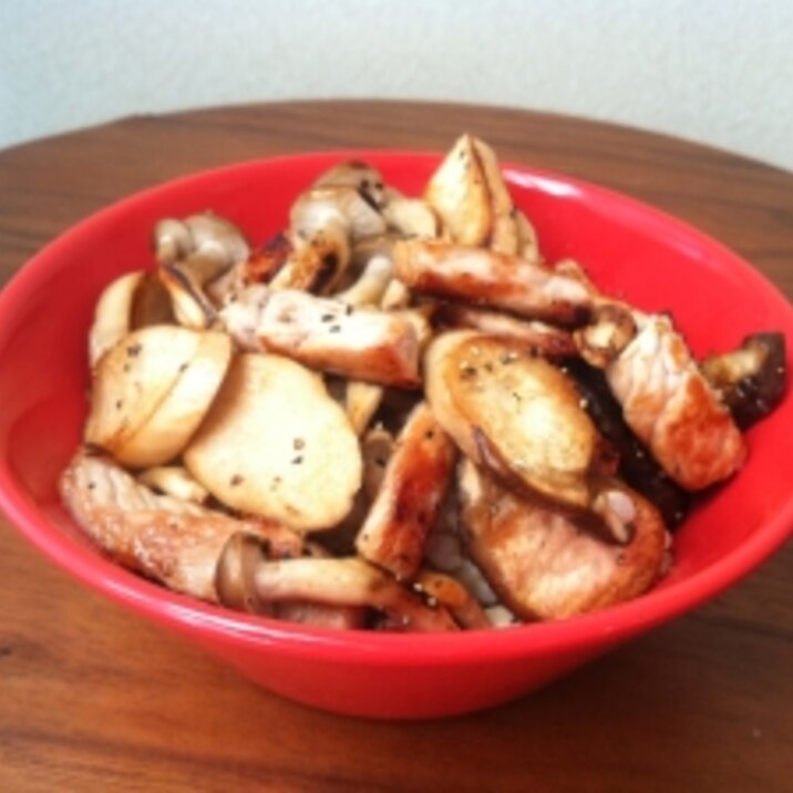 豚ばらきのこ丼